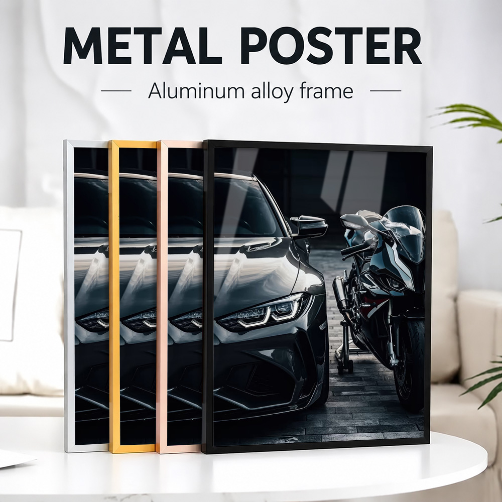 Car Mirror - Black Car And Motorcycle Duo Metal