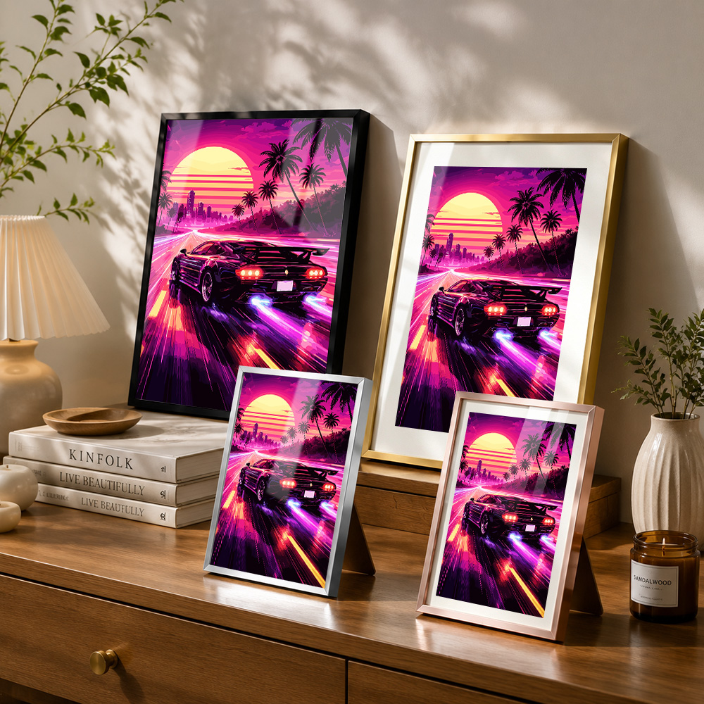 Retro Car Speeding At Sunset M - Car Mirror recension och pris